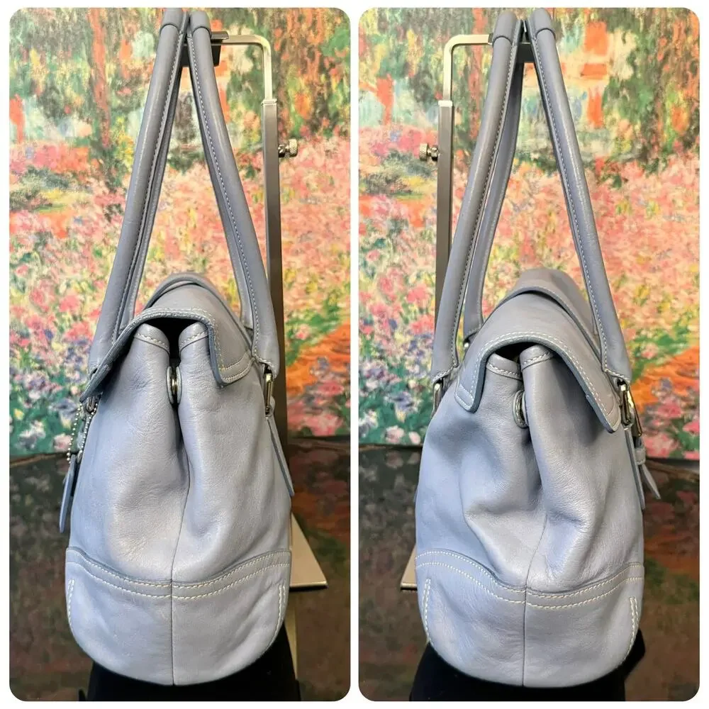 EUC Vintage Coach 9550 Soho Flap Satchel Handbag Light Blue